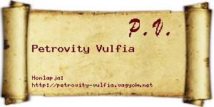 Petrovity Vulfia névjegykártya